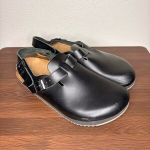 Birkenstock Clogs Shoes Womens 9 Tokio Super Grip Black Leather Heel Strap Men 7